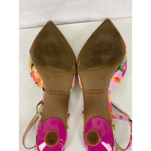 Nine West Floral Sling Back Kitten Heels Women's Size 9. - Picture 7 of 8